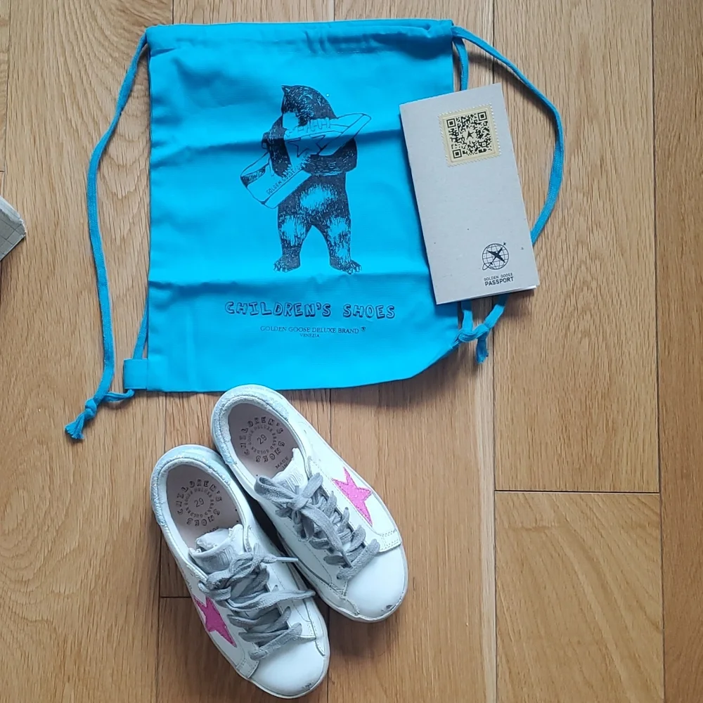 GOLDEN GOOSE PINK GLITTER STAR SUPERSTAR SNEAKERS KIDS -NEW - Picture 10 of 13